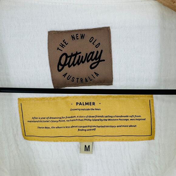Ottoway New Old Australia Palmer Button Down Textured Gauze Shirt White Size M - Picture 3 of 6